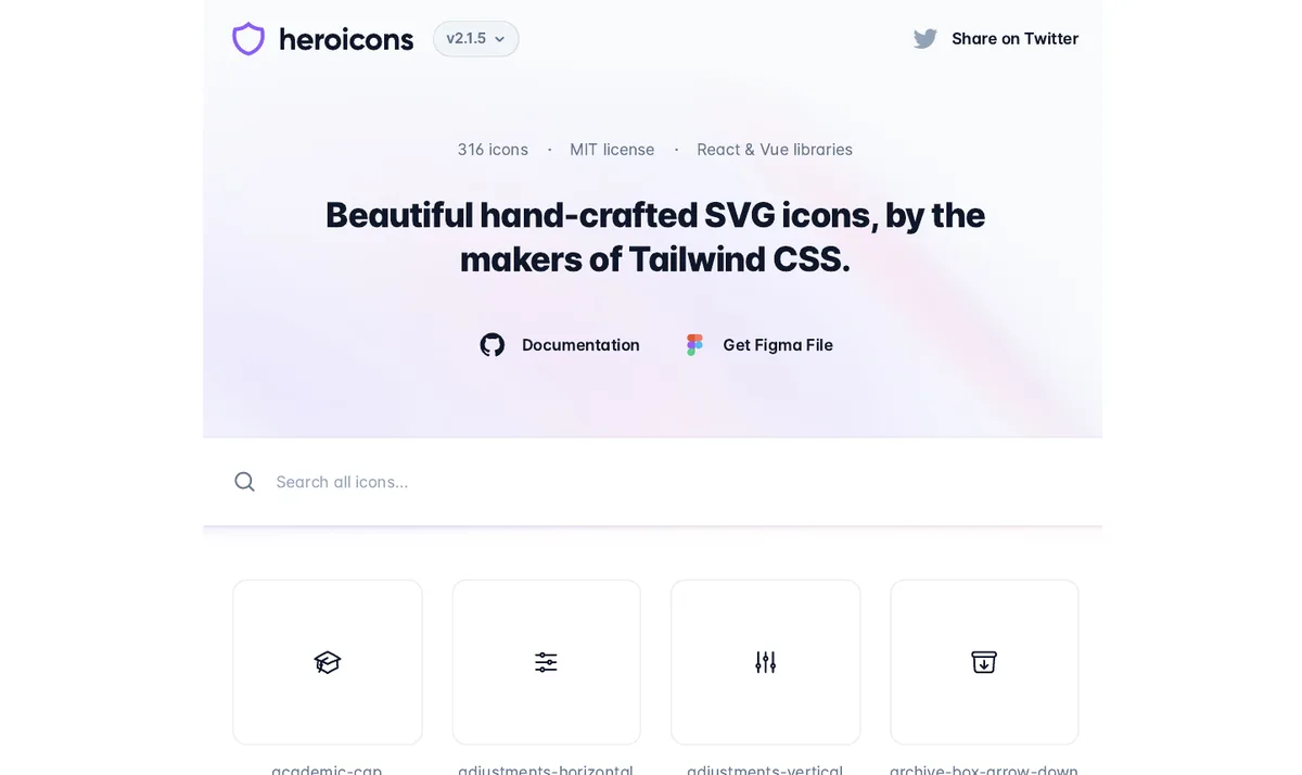 Heroicons 的特色组件截图